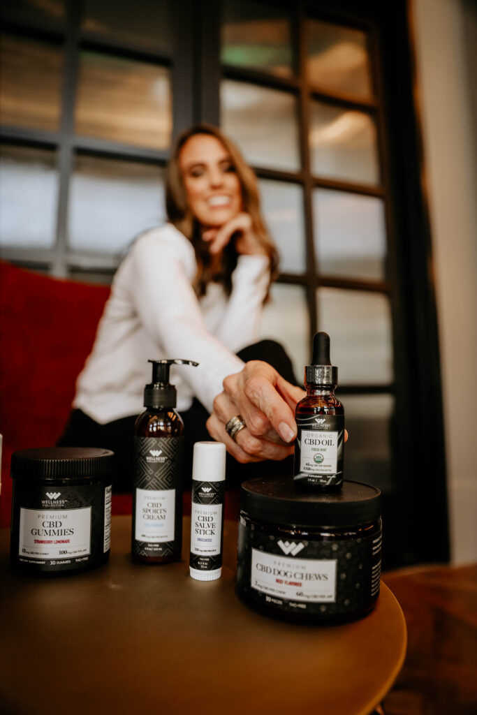 The Wellness Collections Founder Cassie Sobelton showcasing CBD Products of her brand